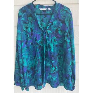 Isaac Mizrahi Live floral blouse L/S size Large